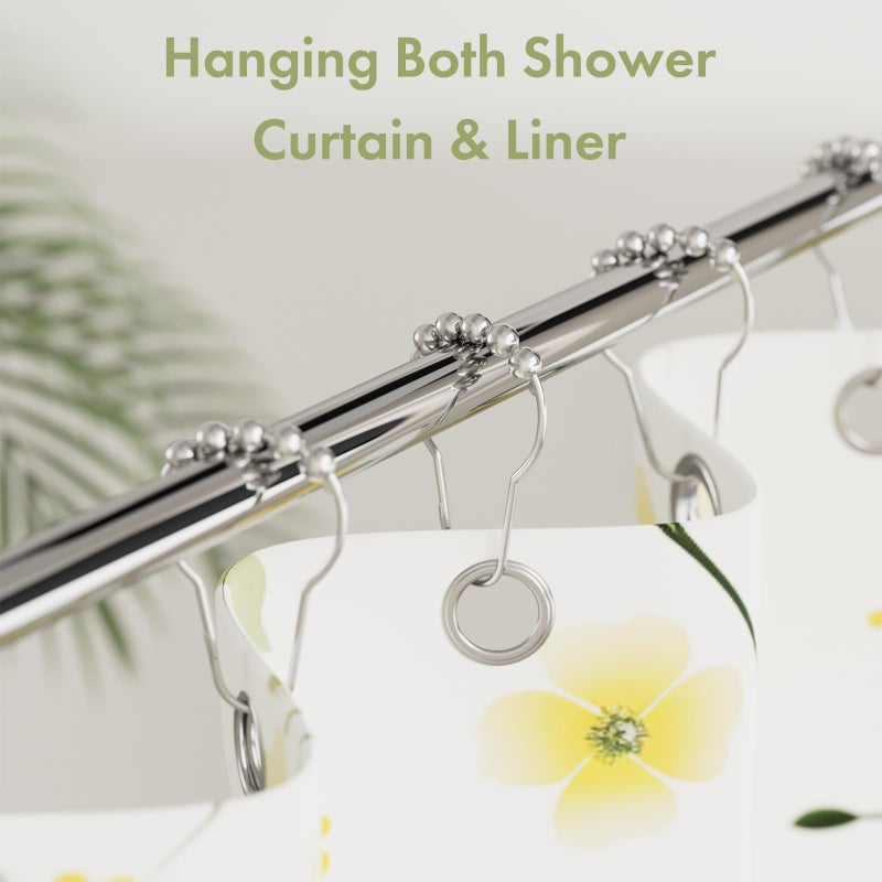 Amazer Shower Curtain Hooks, Decorative Shower Curtain Hooks Rust Proof Stainless Steel Shower Curtain Hooks, Shower Hooks for Shower Curtain Bathroom 12PCS, Polished Chrome - Image 2